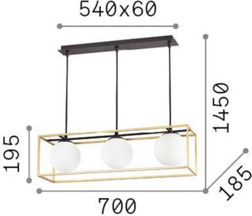 Ideallux Ideal Lux hanglamp Lingotto, 3-lamps, één kooi, zwart