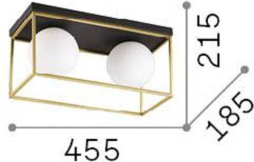 Ideallux Ideal Lux plafondlamp Lingotto, 2-lamps, zwart, opaal glas
