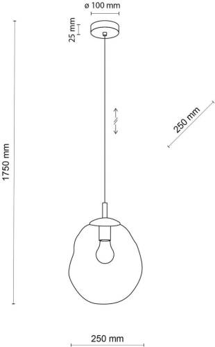 TK Lighting Sol Mini hanglamp, glas, Ø 25 cm, zwart/grafietgrijs