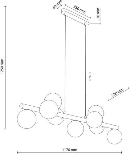 TK Lighting Hanglamp Estera, opaalglas, hout, 9-lamps