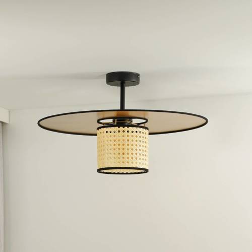 EULUNA Manila plafondlamp, goudkleurig, rotan, Ø 50 cm