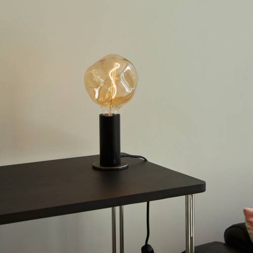 Tala tafellamp Knuckle, lamp van helder glas, zwart eiken