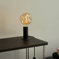 Tala tafellamp Knuckle, lamp van helder glas, zwart eiken