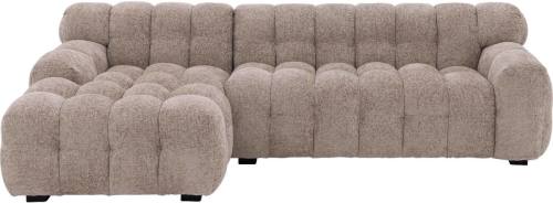 Goossens Bank Ryder bruin, stof, 3-zits, modern design met chaise longue links