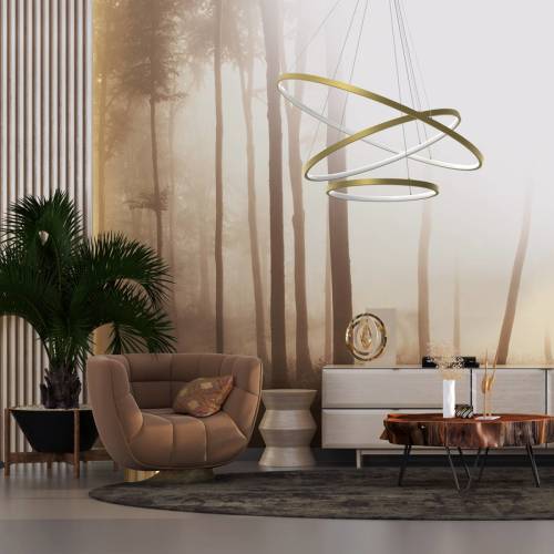 Eko-Light Rotonda LED hanglamp, kunststof, goud, 3-lamps, 93 W