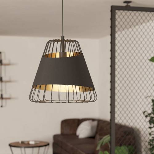 Eglo Austell hanglamp, Ø 43 cm, zwart/goud, metaal, stof