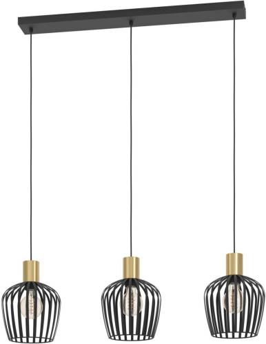 Eglo Hanglamp Empoli, zwart/messingkleurig, 3-lamps.