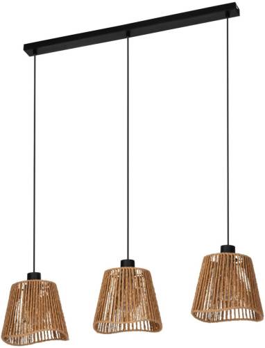 Eglo Lavister hanglamp, zwart/naturel, 3-lamps, papier