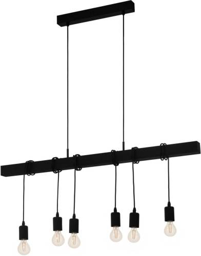 Eglo Townshend hanglamp, lengte 100 cm zwart, 6-lamps.