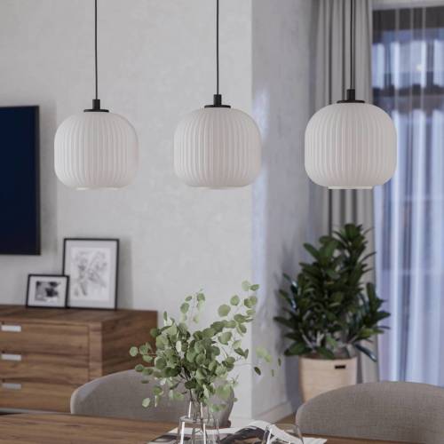 Eglo Mantunalle hanglamp, lengte 120 cm, zwart/wit, 3-lamps.