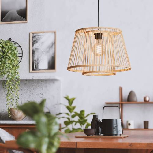 Eglo Hykeham hanglamp, Ø 38 cm, naturel, bamboe