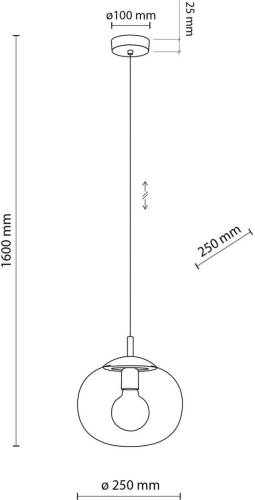 TK Lighting Hanglamp Vibe, grafietgrijs-transparant glas, Ø 25 cm