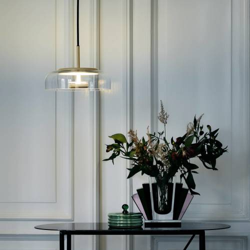 Nuura Aps Nuura hanglamp Blossi 1, goud / helder, Ø 23 cm, glas