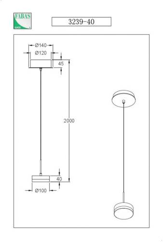 Fabas Luce Hanglamp Dunk, aluminium, 1-lamp, 3.000 K, metaal