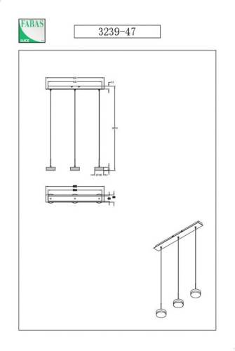 Fabas Luce Hanglamp Dunk, messing, 3-lamps, 3.000 K, metaal