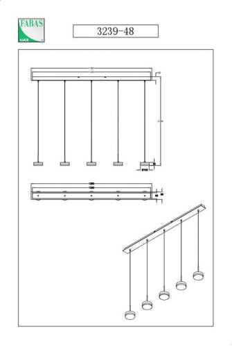 Fabas Luce Hanglamp Dunk, aluminium, 5-lamps, 3.000 K, metaal