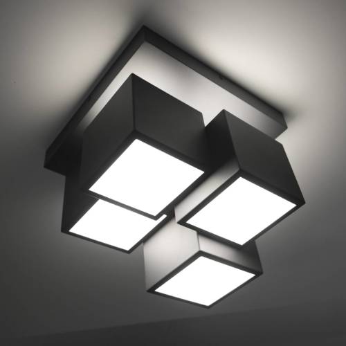 JUST LIGHT. Plafondlamp Tetris, ijzer, 3000 K, zwart