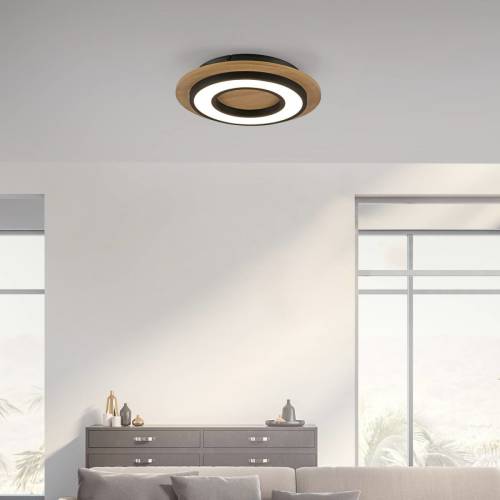 JUST LIGHT. Plafondlamp Tola, rond, hout, 3.000 K