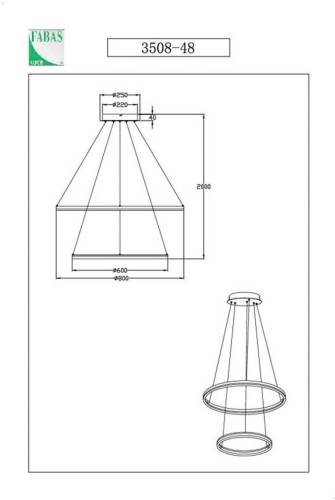 Fabas Luce Giotto LED hanglamp, Ø 80 cm, 2-lamps, zwart