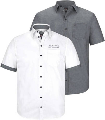 Jan Vanderstorm oversized overhemd Plus Size Evin (set van 2) wit/grijs