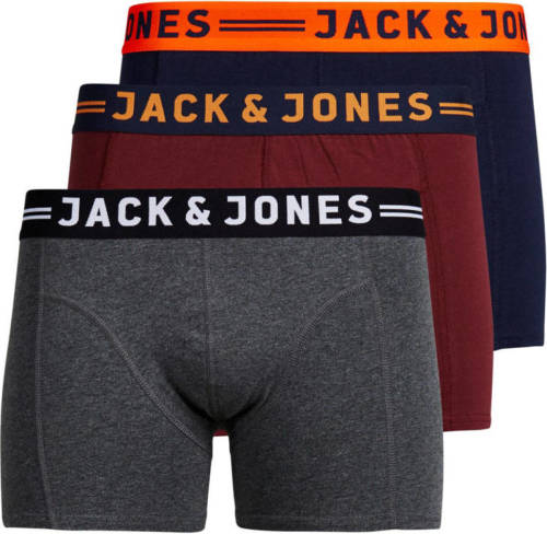 Jack & Jones JUNIOR boxershort - set van 3 antraciet/rood/zwart