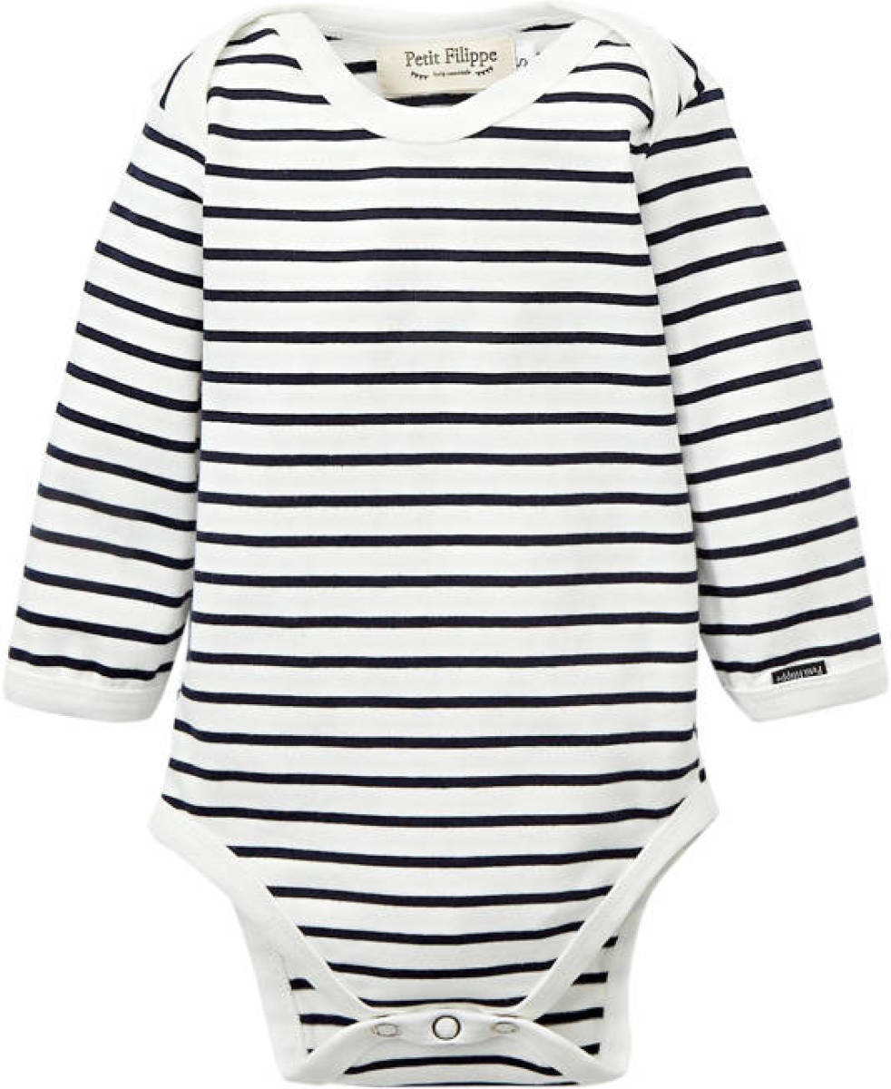 Petit Filippe romper lange mouw Breton Stripes donkerblauw/wit