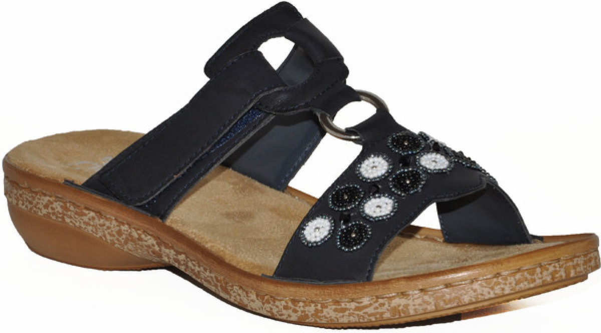 Rieker Slippers met sierkraaltjesapplicatie