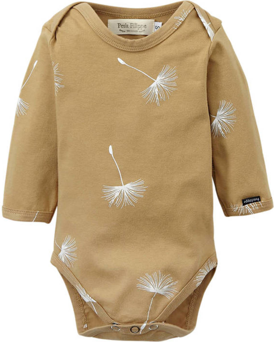 Petit Filippe romper lange mouw Dandelion beige/wit