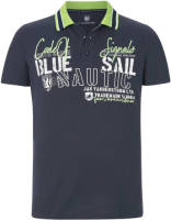 Jan Vanderstorm oversized polo Amandus met printopdruk Plus Size donkerblauw