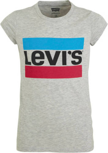 Levi's Kids T-shirt met logo grijs melange/roze/blauw