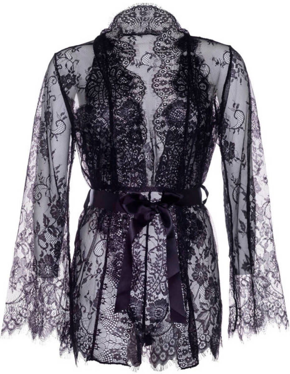 Leg Avenue kanten kimono met stringbody zwart