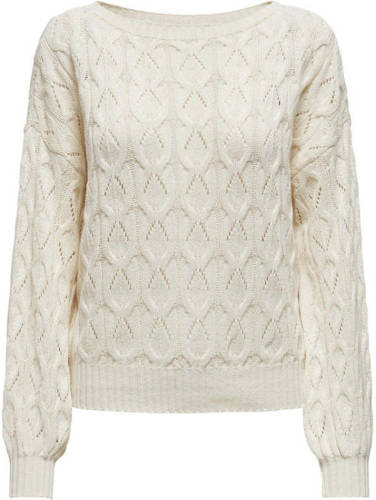 Only gebreide kabeltrui Brynn off white