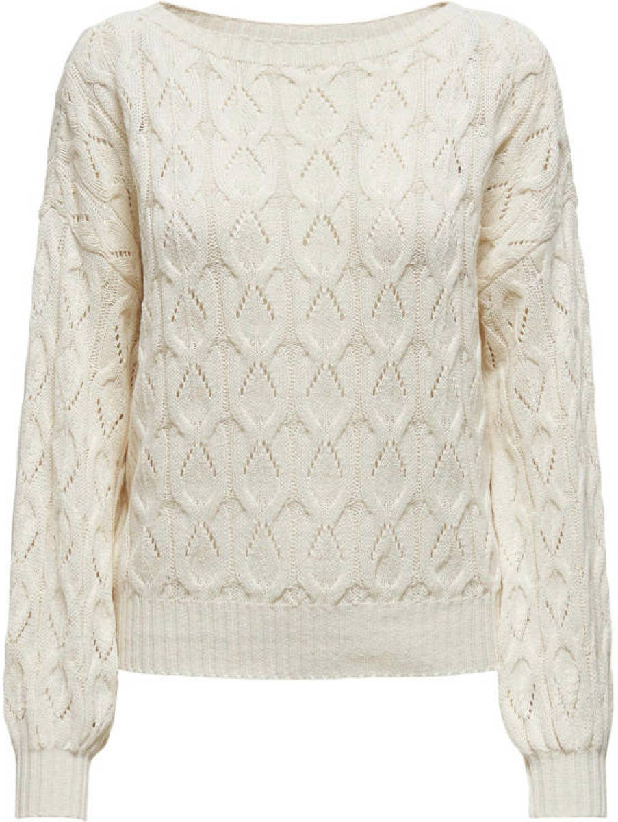 Only gebreide kabeltrui Brynn off white