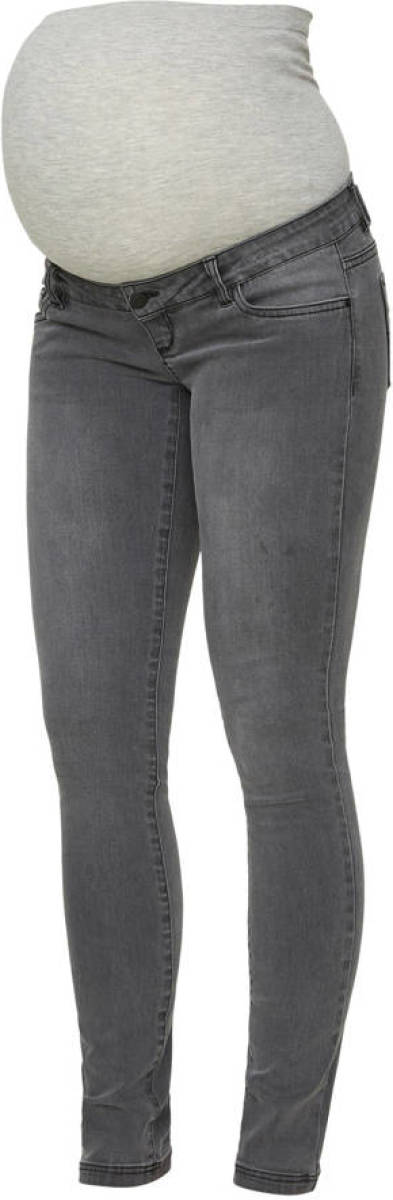 MAMALICIOUS low waist slim fit zwangerschapsjeans Lola grijs