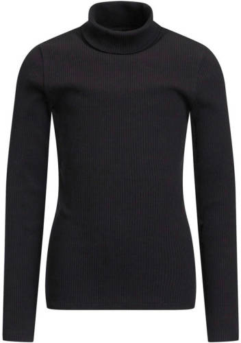 WE Fashion ribgebreide coltrui Myla zwart