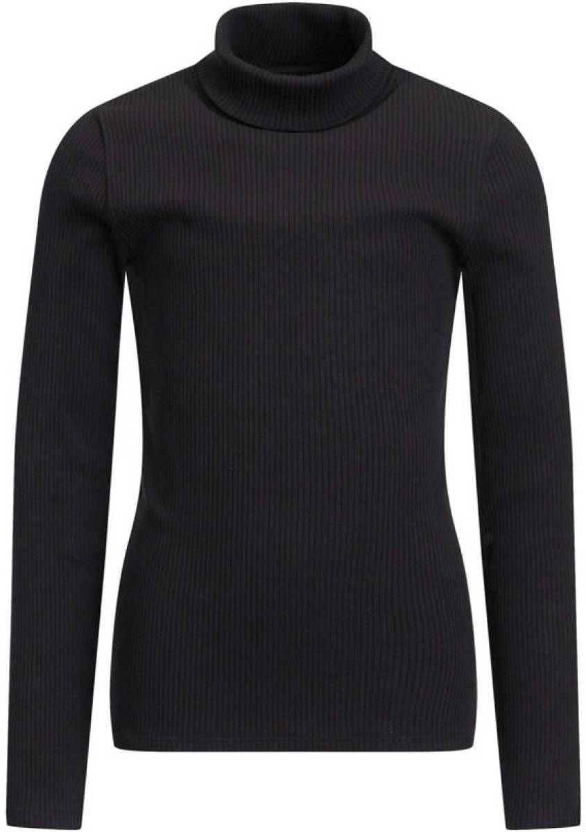 WE Fashion ribgebreide coltrui Myla zwart
