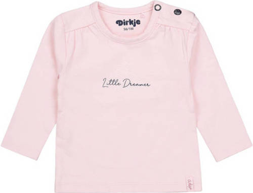 Dirkje longsleeve met biologisch katoen lichtroze/donkerblauw