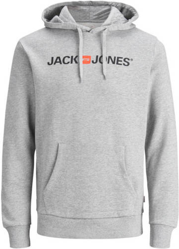 Jack & Jones ESSENTIALS hoodie met logo grijs melange