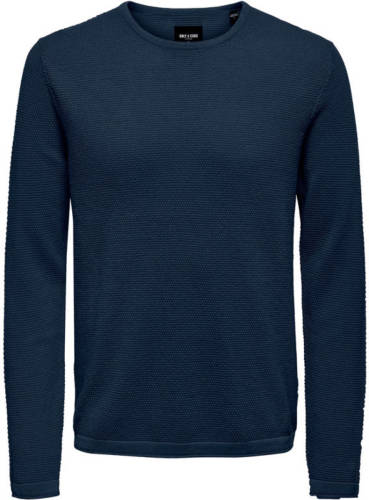 ONLY & SONS fijngebreide trui donkerblauw