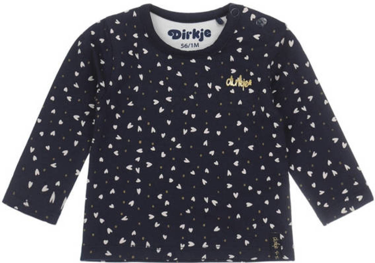 Dirkje longsleeve met biologisch katoen donkerblauw/wit