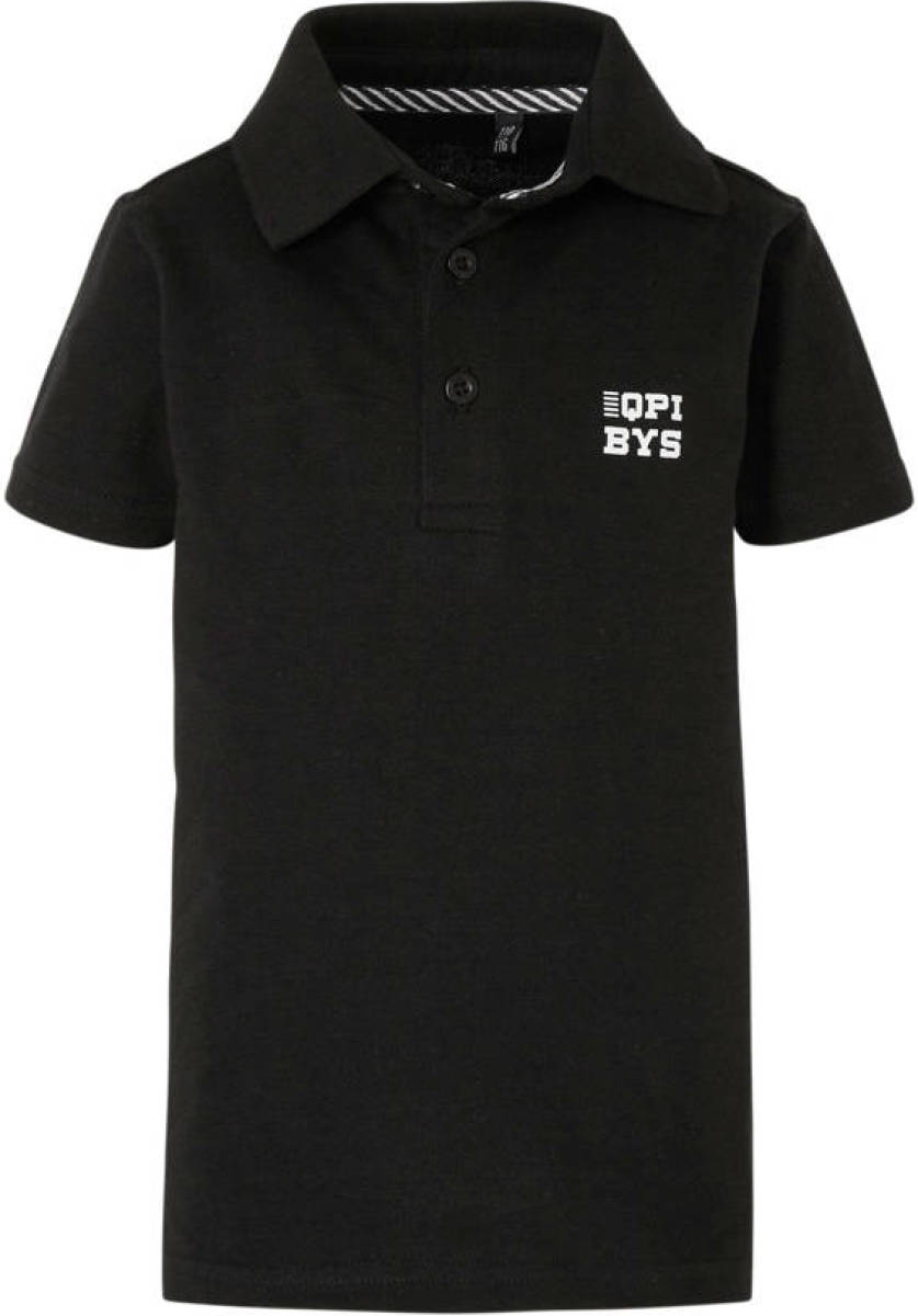 Quapi polo met tekst zwart/wit