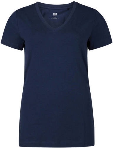 WE Fashion basic T-shirt met biologisch katoen marine blauw