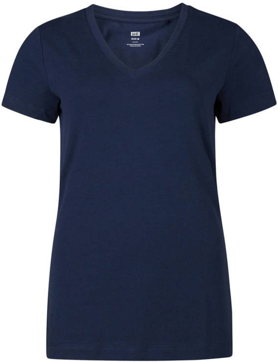 WE Fashion basic T-shirt met biologisch katoen marine blauw
