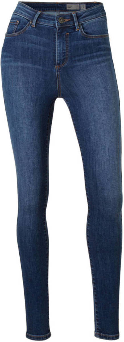VERO MODA high waist skinny jeans met printopdruk blauw
