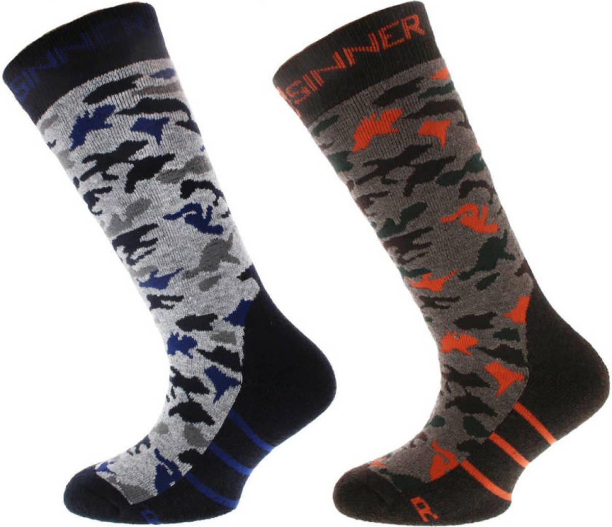 Sinner ski sokken grijs/zwart/bruin/rood