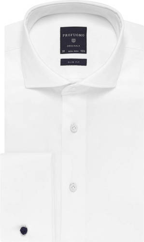 Profuomo slim fit overhemd met dubbele manchet