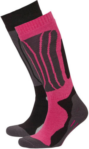 Rucanor skisokken zwart/roze/grijs (set van 2)