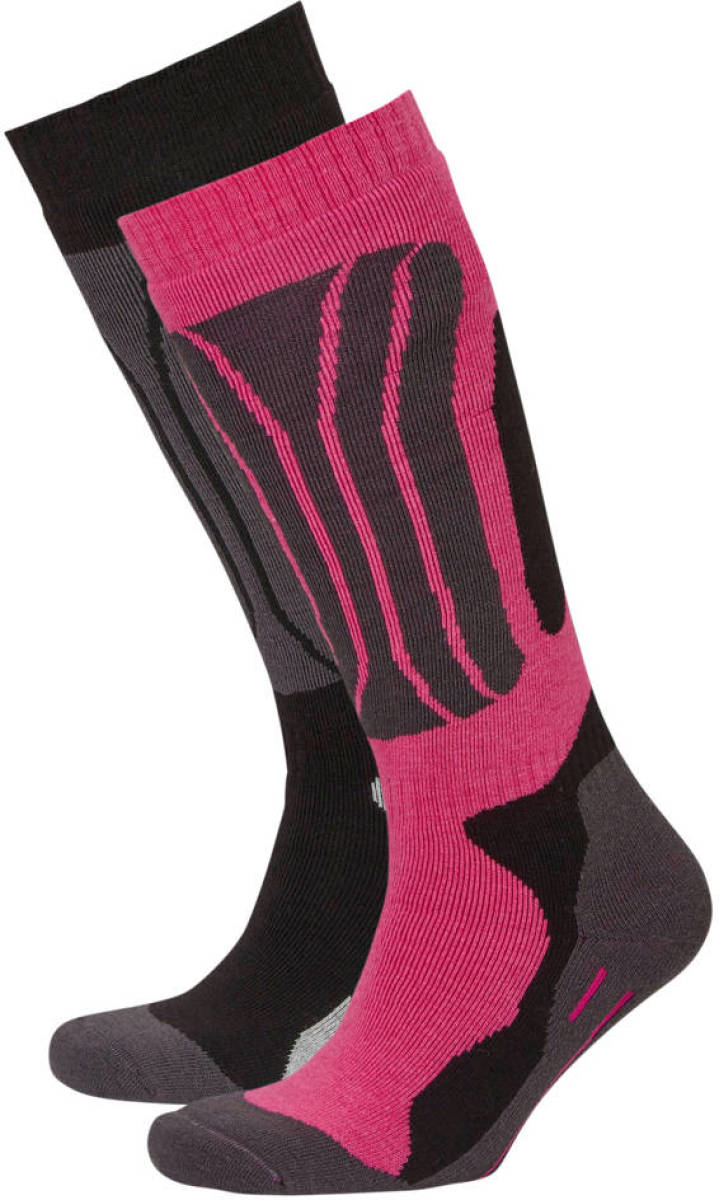 Rucanor skisokken zwart/roze/grijs (set van 2)