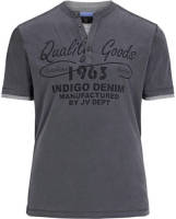 Jan Vanderstorm regular fit T-shirt Plus Size Nante met printopdruk grijs