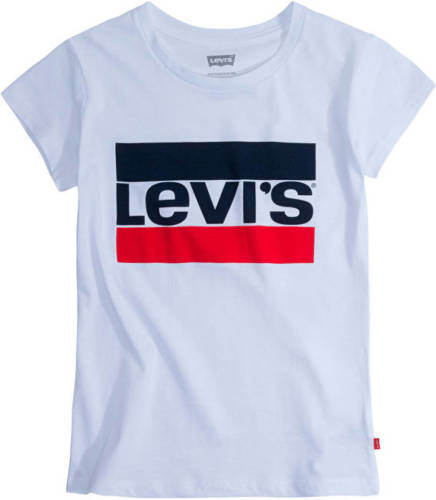 Levi's Kids T-shirt met logo wit/rood/donkerblauw